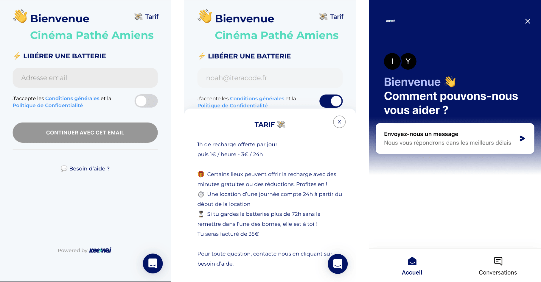 Capture de l'application du projet Keewai